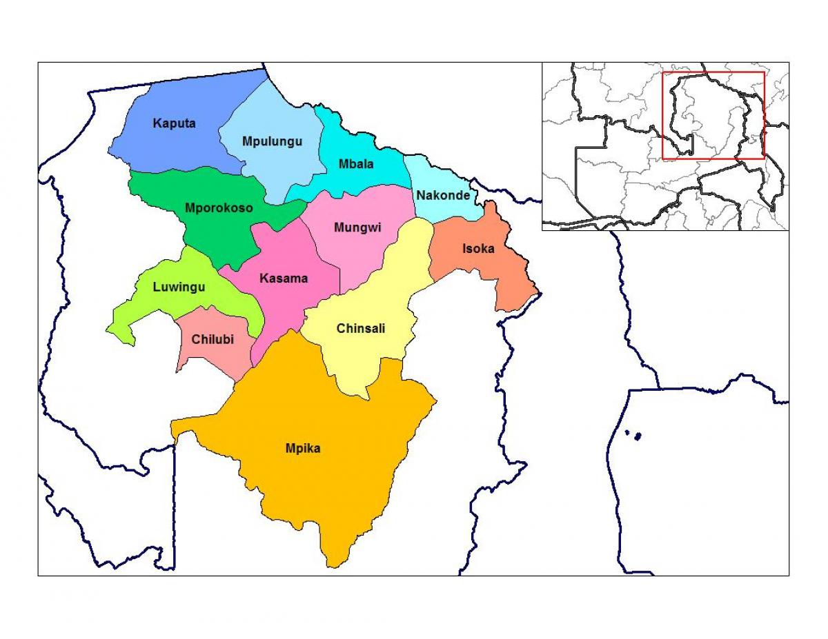 Карта Замбия, Северна провинция 