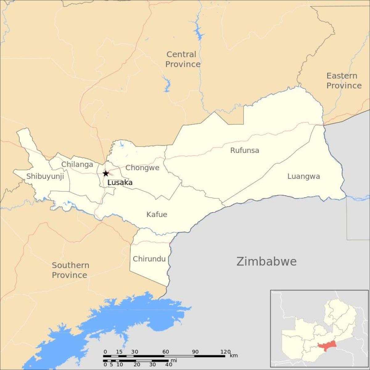 Карта на лусака, Замбия
