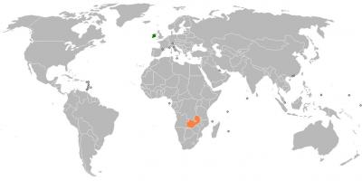 Замбия върху картата на света
