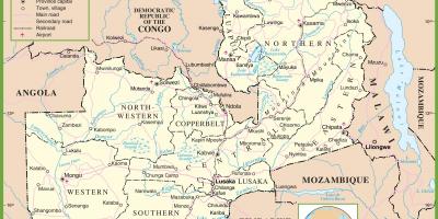 Карта на политически Замбия